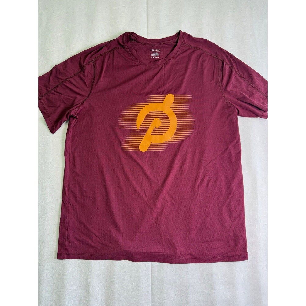 Peloton Men's L Burgundy Short Sleeve Crew Neck Graphic Logo Stretch T-Shirt
